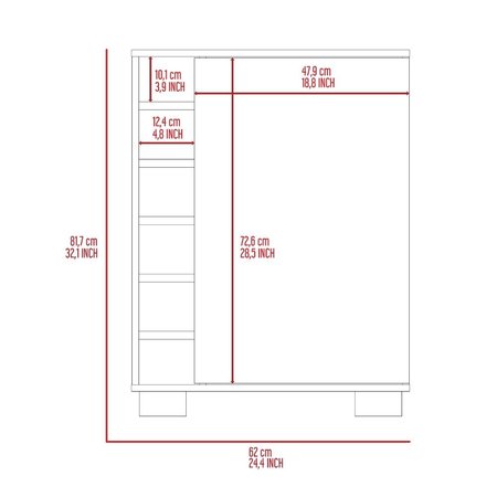 Tuhome Aurora Bar Cabinet, Single Door, Six Built-in Wine Rack, Two Shelves, Light Gray BLZ6472